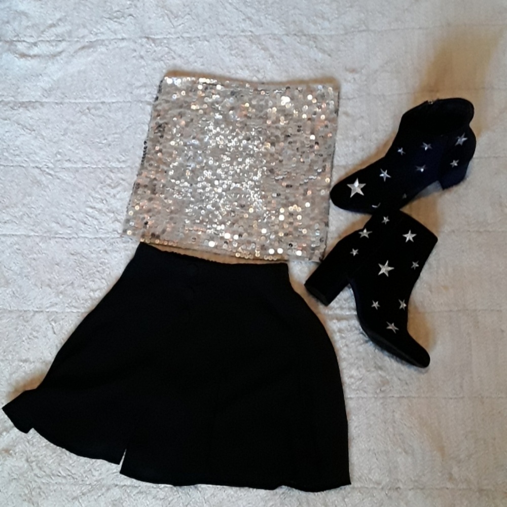 Silver sequin tube top